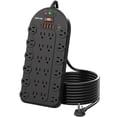 thumbnail image 1 of DEPOW Regleta, 24 tomas de CA (1875W/15A) con 6 USB (2 puertos USB-C), certificación ETL, protector contra sobretensiones (3400 julios), cable de extensión de enchufe plano resistente de 8 pies, monta, 1 of 5