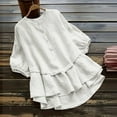 thumbnail image 2 of ATOYSOY Women's Short Sleeve Basic Tees Summer Plus Size Tops Button Ruffle Blouses Saving Fashion Workout Activewear Casual Cotton Flowy Tunic Loose Pullovers Dressy White M, 2 of 4