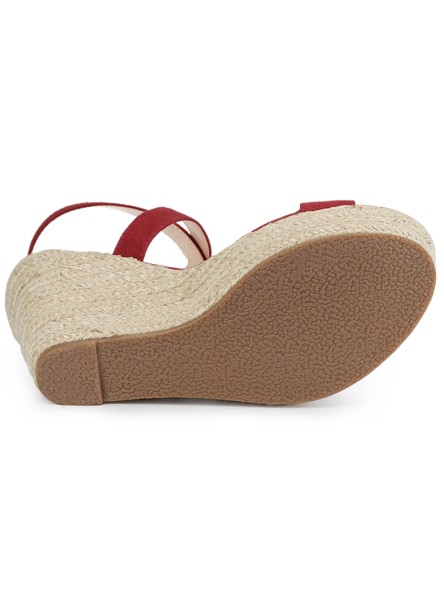 DARING DIVA Women's Slingback Crisscross Wedges Heel Espadrille Sandals Red 9