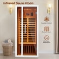 thumbnail image 6 of Vanity Art 1 Person Extendable FAR Infrared Sauna for Home, Hemlock Wood Low EMF 6 Carbon Heaters Indoor Saunas with LED Lights, Bluetooth Speaker, Digital Control Panel, and Seating Bench, 6 of 11