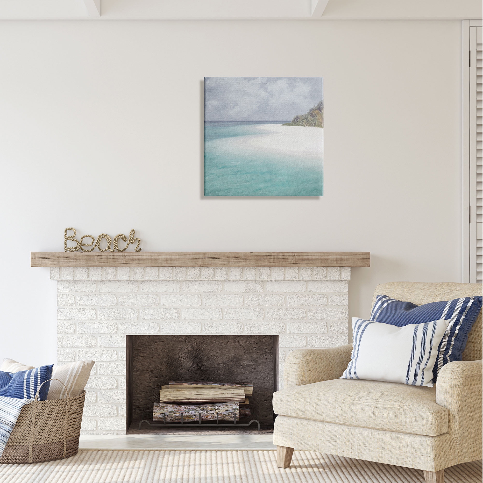 Stupell Industries Lagoon Shore Watercolor Nature Painting Gallery Wrapped Canvas Print Wall Art, 24 x 24