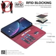 thumbnail image 4 of Case For iPhone 16e / 17e【RFID Blocking】with Multi-Card Holder Bills Slot, Calfskin-Texture Vegan Leather Magnetic Wallet Case,Red,For iPhone 16e / 17e, 4 of 10