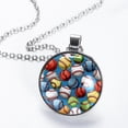 thumbnail image 2 of Baseball Glass Circular Pendant Necklace - Stylish Jewelry Statement Piece, 2 of 5
