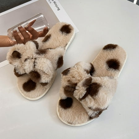

Cathalem Soft Plush Slippers for Women Women s Shoes Breathable Color Slippers Fashion Outdoor Casual Women Christmas Slippers Khaki 8.5