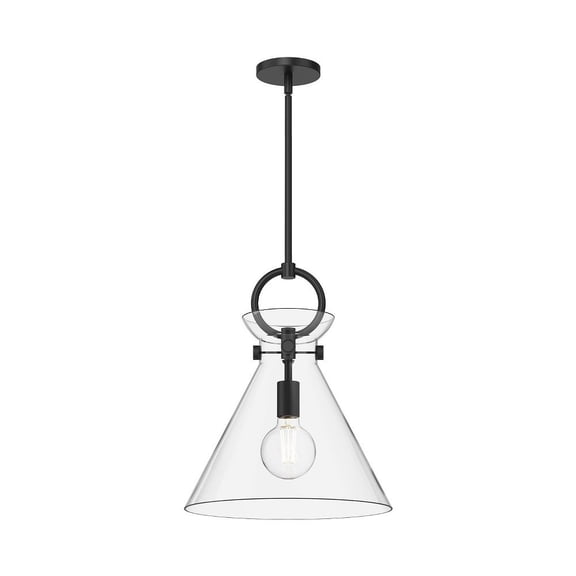 PD412514MBCL-Alora Lighting-Emerson - 1 Light Pendant with Glass-17 Inches Tall and 14 Inches Wide-Matte Black Finish-Clear Glass Color