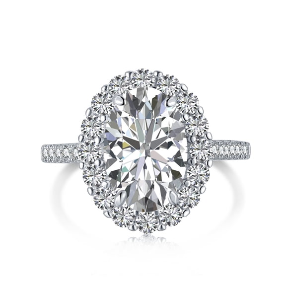 Flydeer 3 CT Oval Cut Engagement Ring Wedding Ring Anniversary Ring Hidden Halo Ring Proposal Ring for Girlfriend Size 7