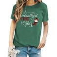 thumbnail image 4 of zaveiop It's The Most Wonderful Time of The Year Women T-Shirt Funny Snowman Pattern Short Sleeve Tops (Dark Green, 3XL), 4 of 5