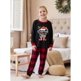 thumbnail image 2 of Pijamas familiares navideños a juego: camiseta de manga larga con estampado de gorro de Papá Noel y pantalón a cuadros., 2 of 9