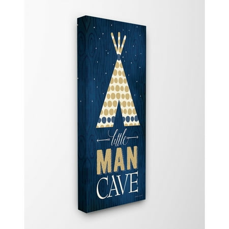 The Kids Room by Stupell Little Man Cave Tent Blue Wood Grain Oversized Stretched Canvas Wall Art, 13 x 1.5 x 30