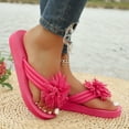 thumbnail image 5 of Flower Beach Flip Flops for Women 2025 Memory Foam Platform Wedge Slippers Indoor Outdoor Dress Sandals, 5 of 7