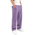 thumbnail image 5 of Hurxie Boys Baggy Sweatpants Boys Straight Wide Leg Open Bottom Joggers with Pockets Drawstring Kids Athletic Pants, 5 of 7