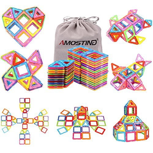 idoot Blocks Building Set for Kids, Tiles Educational Building Construction Toys for Boys and Girls with Storage Bag - 56pcs