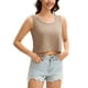 thumbnail image 4 of ATHLECHIC Camiseta sin mangas de algodón suelta y recortada para el verano, tops casuales para mujeres, talla L, color caqui, 4 of 5