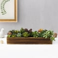 thumbnail image 3 of MyGift 15 inch Rustic Brown Wood Planter with Artificial Succulent, 3 of 7