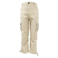 thumbnail image 4 of Levmjia Women's Cargo Pants High Waisted Straight Leg Utility Pants with Multi Pockets Adjustable Drawstring Ankle Cuffs Workwear Trousers for Outdoor, 4 of 6