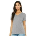 thumbnail image 4 of Bella & Canvas B83006767 Women Relaxed Heather CVC V-Neck T-Shirt, Heather True Royal - 2XL, 4 of 5
