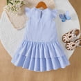 thumbnail image 6 of enyan Pink Dress Girls Flutter Sleeve Floral Dresses Girl Long Spring Dress Kids Smocked Flare Summer Dress,Blue,6 Years, 6 of 7