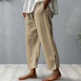 thumbnail image 4 of Pantalones casuales de mujer para primavera y verano, de tiro medio, cintura elástica, cordón ajustable, estilo jogging y yoga, con bolsillos, pernera ancha, estilo harem., 4 of 4