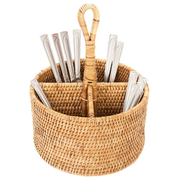 Artifacts Rattan 4 Section Caddy/Cutlery Holder