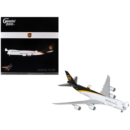 Boeing 747-8F Commercial Aircraft "UPS Worldwide Services" White with Brown Tail Series 1/200 Diecast Model by GeminiJets