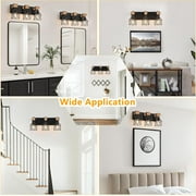 Farmhouse 3-Lights Vanity Wall Sconces Lighting Industrial Metal Black Bathroom Wall Light Fixtures, 1 Pack