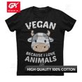 thumbnail image 1 of Camisetas veganas porque me encanta los animales ropa para hombre camisetas de algodón para mujer Camiseta estampada ropa Y2K camiseta divertida bonita, 1 of 7