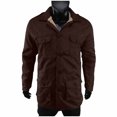 thumbnail image 4 of CHEEREAM Men's Corduroy Jacket Winter Sherpa Fleece Trucker Jacket Collar Warm Cowboy Coat with Mulit Pockets Coffee XL, 4 of 4