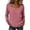 A-Pink, variant on CLOISE Womens 3/4 Sleeve Tops Plus Size Shirts Loose Solid Color V Neck Pullover Cotton Blend Casual Fall Clothes Pink M