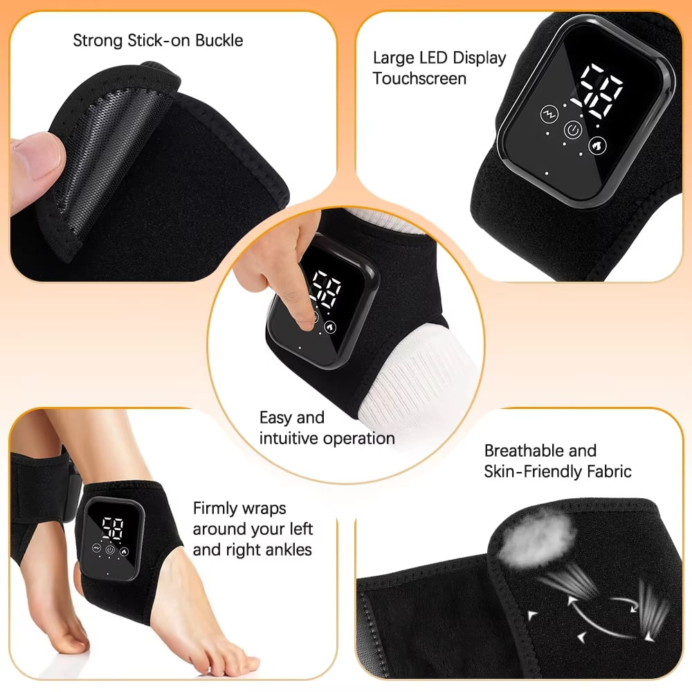 iKeener Electric Foot and Ankle Massager with Heat and Vibration for Ultimate Comfort and Support-2pcs