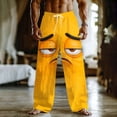 thumbnail image 2 of Lenago Mens Pants Smiling Face Pants Loose Pants Elastic Drawstring Waist Mid Waist Outdoor Vacation Home Casual Pants with Pockets Pants for Men, 2 of 6