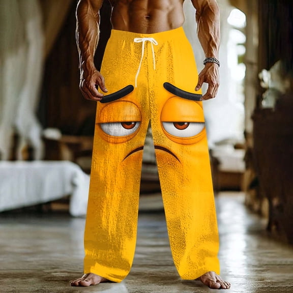 Dolkfu Men's Pants Baggy Drawstring Sweatpants Elastic Waist Funny Graphic Trouser Mens L