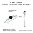 thumbnail image 6 of Rosec Jewels Nature Inspired Leaf Ring - Black Onyx Promise Ring with Diamond - AAA Grade, 14K White Gold, US 6.50, 6 of 9