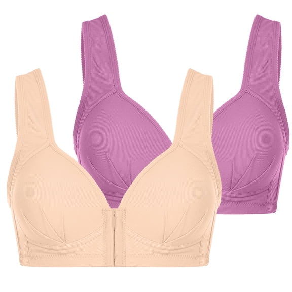 Tbopshirt Wireless Bras for Women Plus Size,Stretch Push-Up Womens Bras,2pcs Woman's Fashion Plus Size Wire Free Comfortable Push Up Hollow Out Bra Underwear