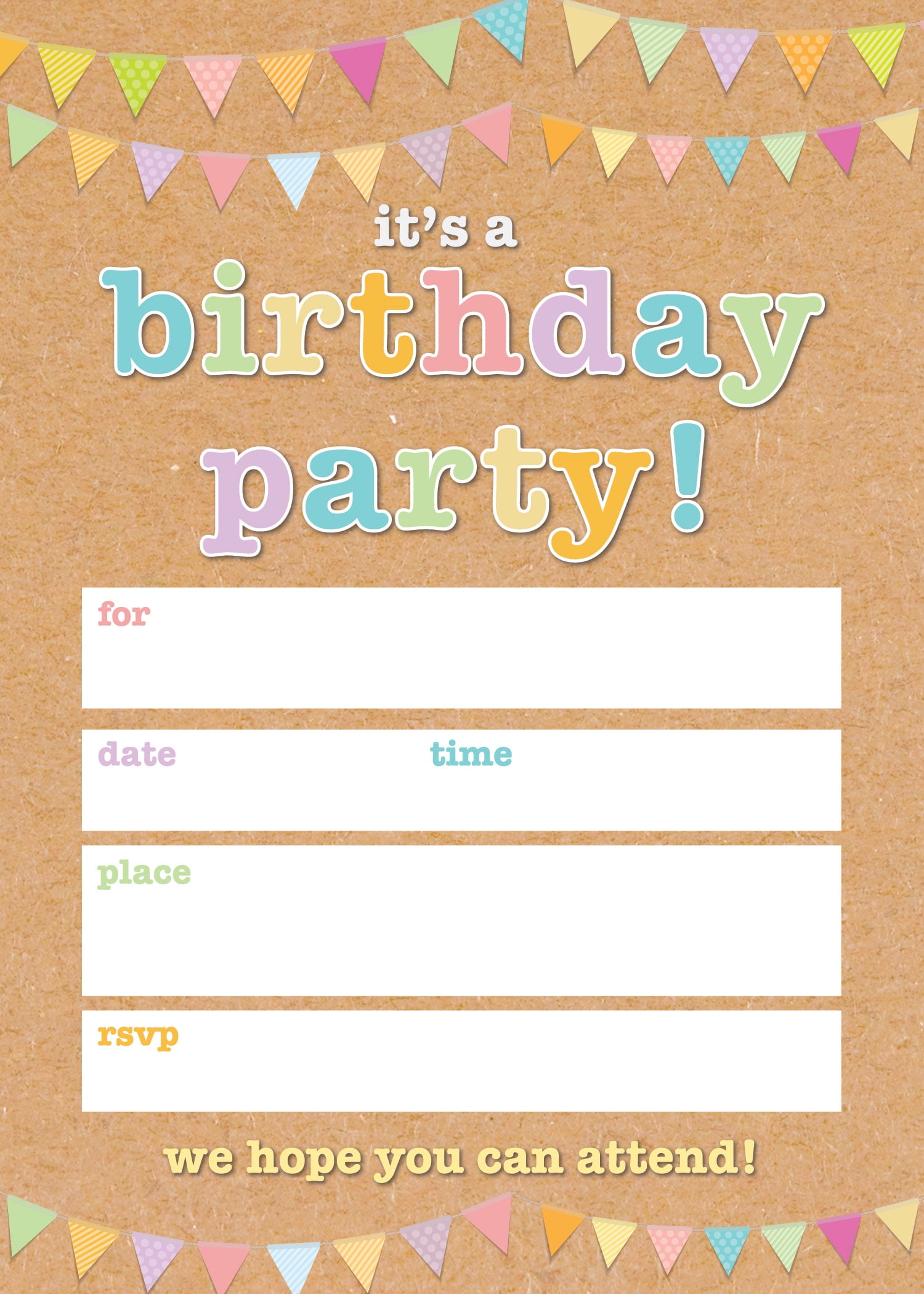 Rustic Birthday Party Fillin Invitations With Envelopes 25 Invites
