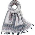 thumbnail image 1 of HSHDLDF Foulard Boho pour Femmes Légère à Imprimé Floral Foulard Automne Hiver Mode Châle à Franges, 1 of 4