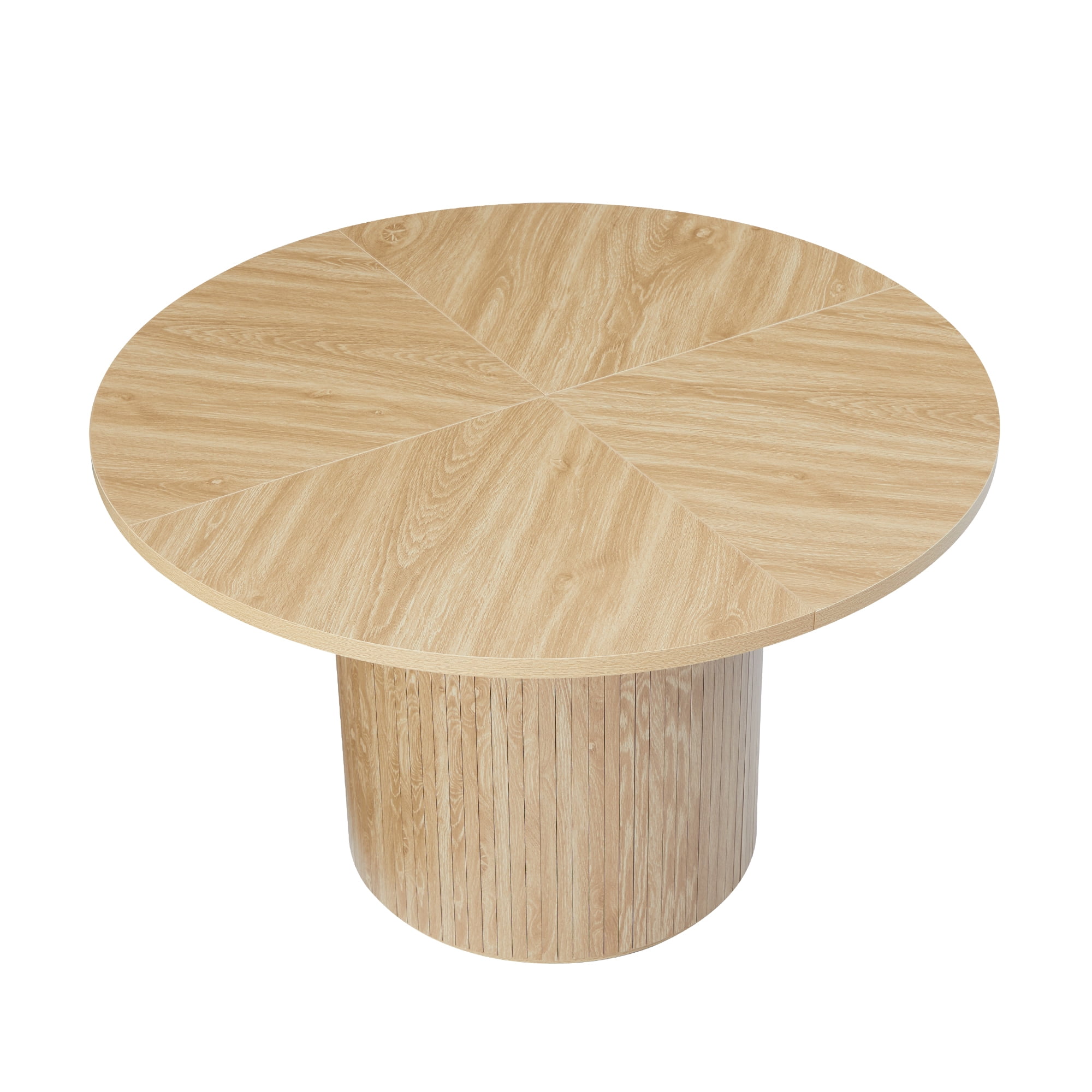 Wirrytor Round Dining Table, Modern Farmhouse Kitchen Table, 47 Inch Circle Dining Tables with Wood Strip Base for Kitchen Living Room (Natural)