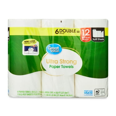 Great Value Ultra Strong Paper Towels, 6 Double Rolls