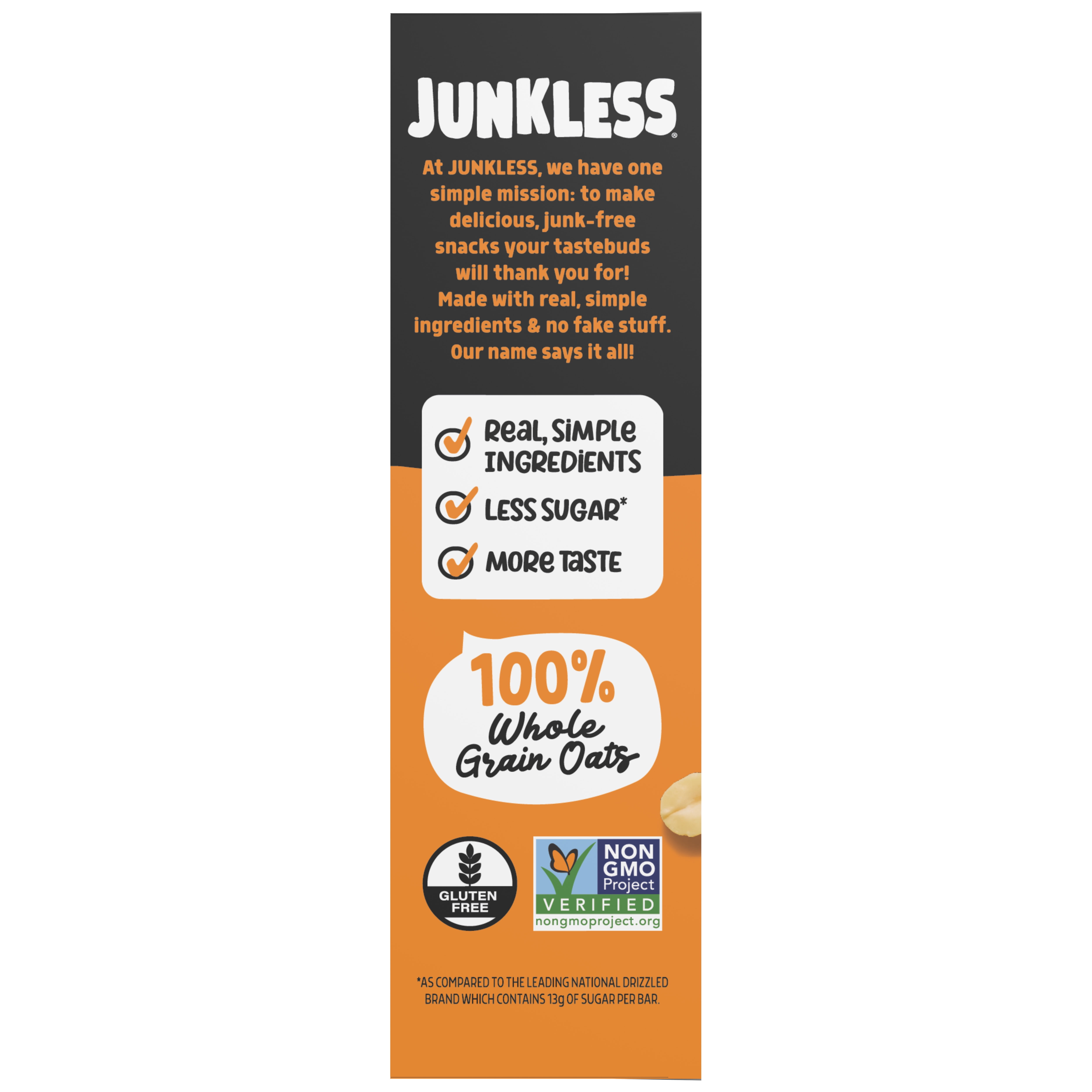 (8 pack) JUNKLESS Chewy Granola Bars, Peanut Butter Chocolate Chip, Less Sugar, Gluten Free, Non-GMO, 1.1 oz, 6 Count