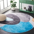 thumbnail image 2 of SAFAVIEH Tacoma Sophia Abstract Machine Washable Area Rug, Dark Grey/Turquoise, 4' x 4' Round, 2 of 8
