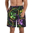 thumbnail image 2 of Uemuo Mardi Gras6 Pattern Men's Swim Trunks Hawaiian Beach Bathing Suit Swimsuits Beach Quick-Dry Shorts with Pockets-XX-Large, 2 of 9