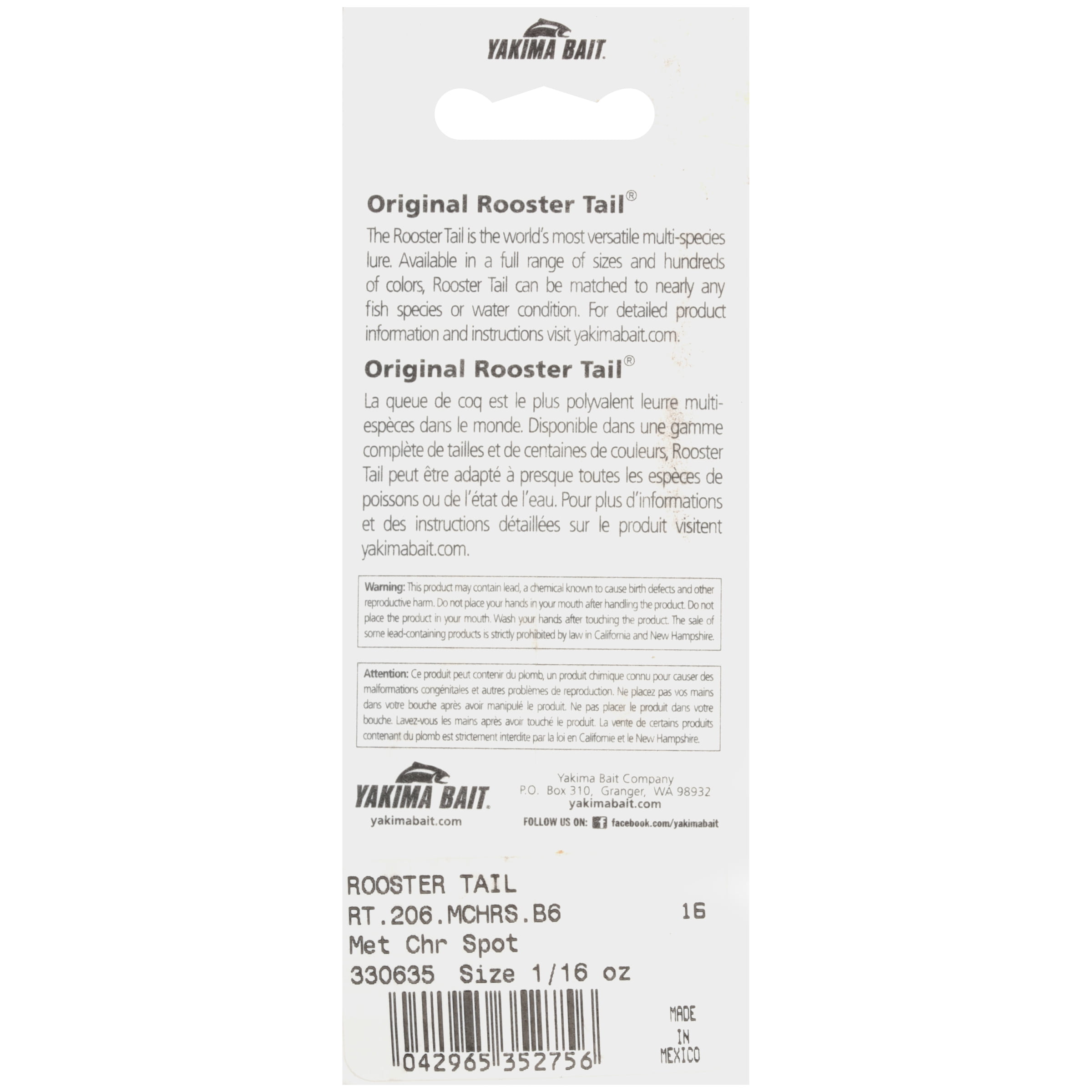 Worden's® Rooster Tail® Original Met Spot, Inline Spinnerbait Fishing Lure, 1/16 oz. Carded Pack