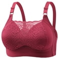 thumbnail image 3 of Women's Embroidered Glossy Bra Comfortable Breathable Underwear Wireless No Underwire Seamless Soft Support Daily Bra for Women | TruBelle,Wine M, 3 of 9