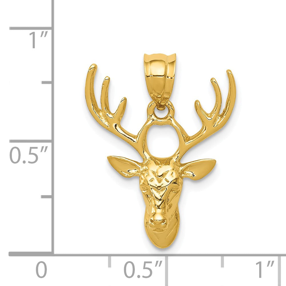 Rembrandt Charms 14K Yellow Gold Deer Head Charm 16.5 x 10.5 mm