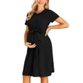 thumbnail image 2 of Ekouaer Women's Maternity Dress Short Sleeve Casual Pregnancy Dresses Rib Knit Crewneck Pregnant Clothes with Belt, 2 of 6