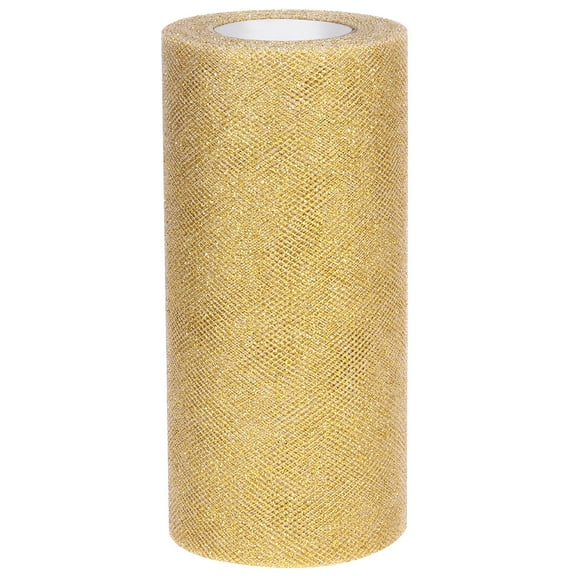 BESTYASH Glitter Sequin Tulle Mesh Fabric for Prom Decorations Gold 1Set