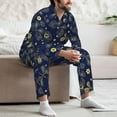 thumbnail image 7 of Honeii Vintage Golden Butterfly Pattern Mens Pajamas Set,2pcs Men's Lounge Long Sleeve Sleep Shirt and Pajama Bottoms Sleepwear Set,Mens Pjs Sets-Medium, 7 of 7
