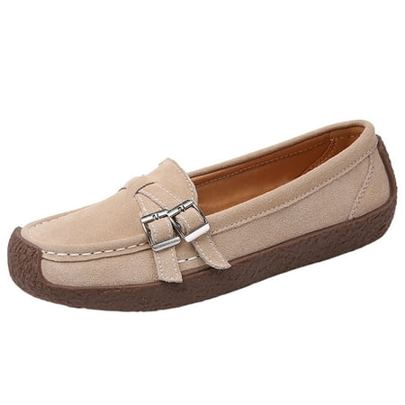 OJSFQUFP Women s Flats Women Comfortable Low Top Shoes Casual Flat Sole Single Shoes Solid Lace Up Round Toe Loafers Walking Shoes for Women Khaki 42