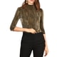 thumbnail image 1 of INSPIRE CHIC Blusa metálica brillante de rayas para mujer de 3/4 de manga 2XL Oro Negro, 1 of 7