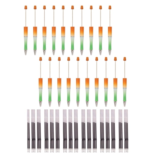20x Bolígrafo con Cuentas con 50 Recambios, Bolígrafo DIY Bolígrafo con Cuentas Bolígrafos para Manualidades para Papelería Examen Escuela de Repuesto verde naranja Baoblaze Bolígrafos con cuentas