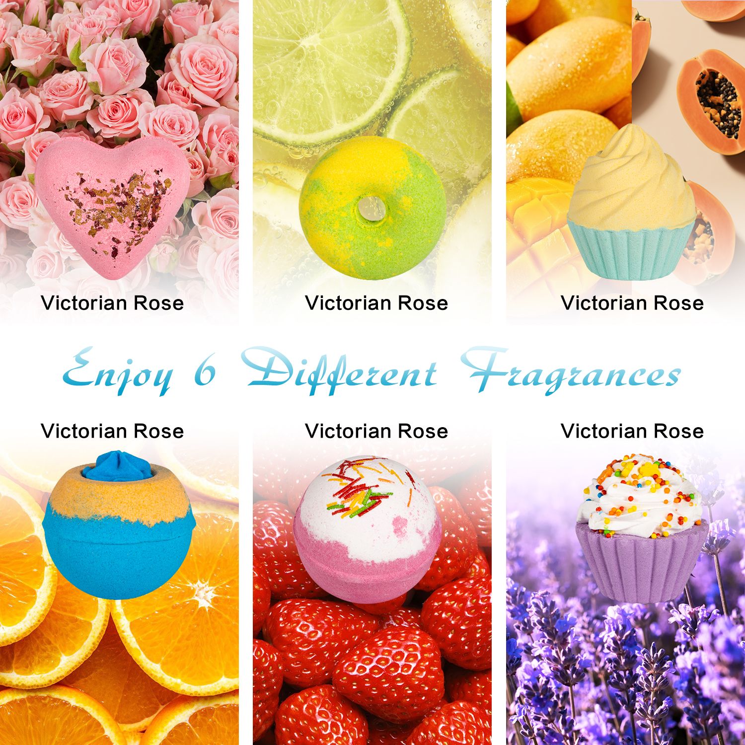 Aofmee Bath Bombs Set, 6 Scents, Lavender & Fruity photo 5